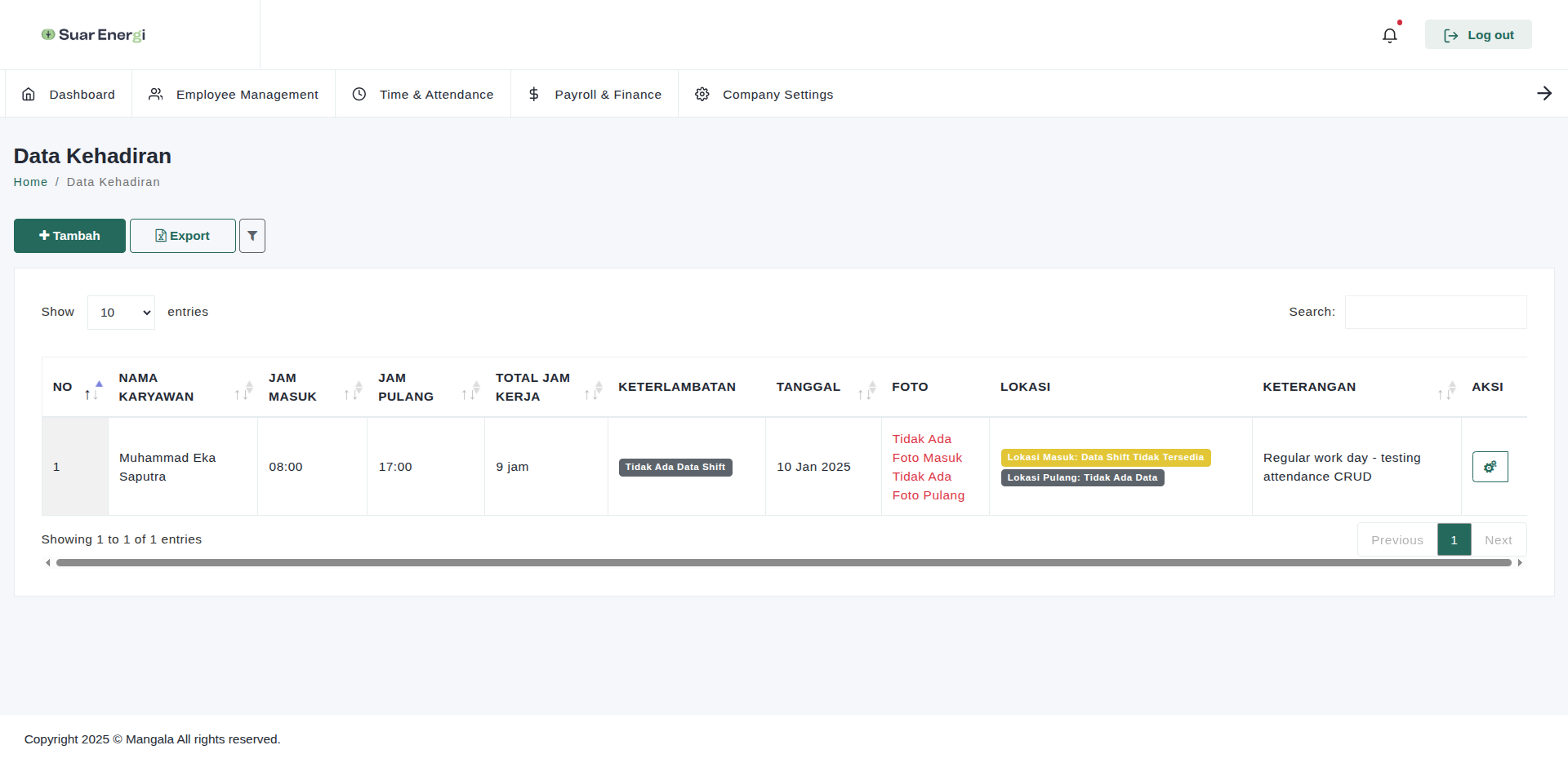 Web Attendance Dashboard