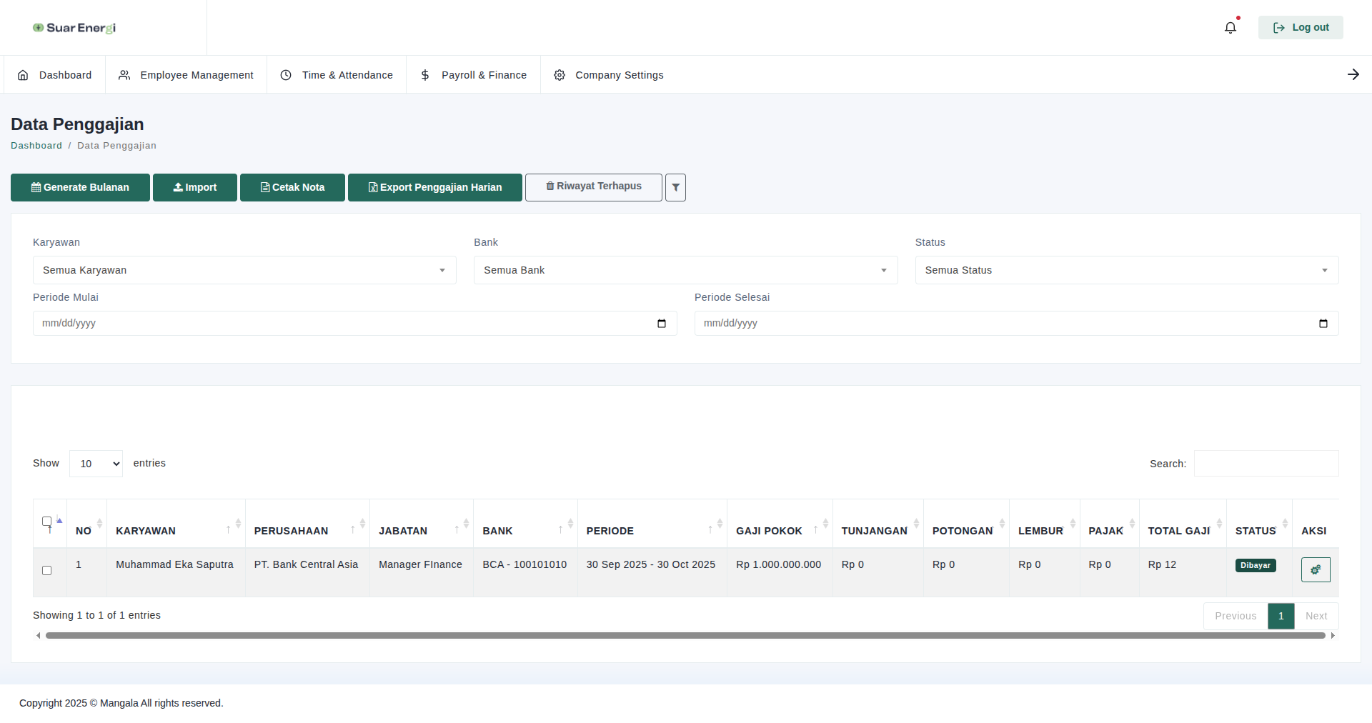 Web Payroll Dashboard